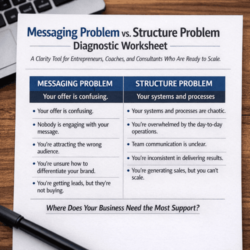 Messaging Problem vs. Structure Problem Diagnostic Worksheet digital download cover