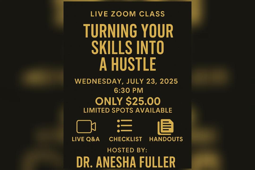 Turning Your Skills Into a Hustle event visual